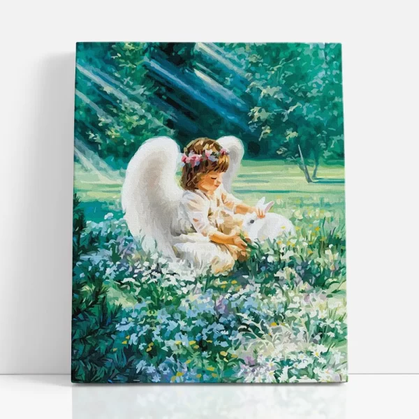 angyalka kisnyuszival számfestő szemből