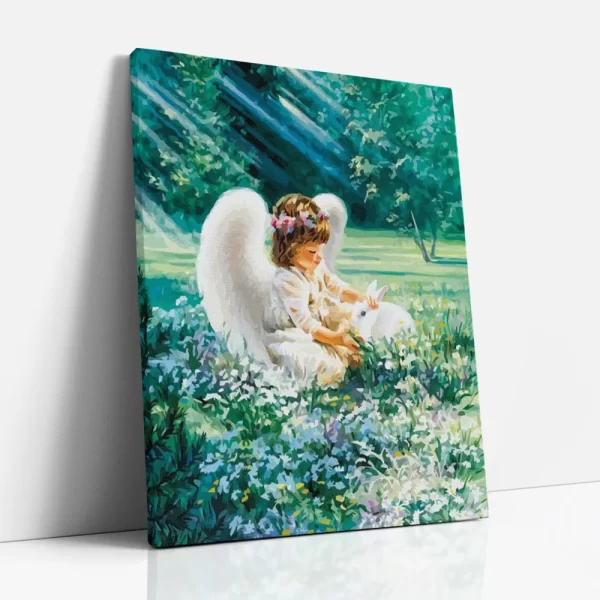 angyalka kisnyuszival számfestő oldalról