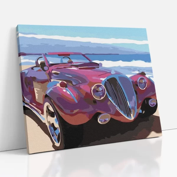 autó a tengerparton számfestő oldalról