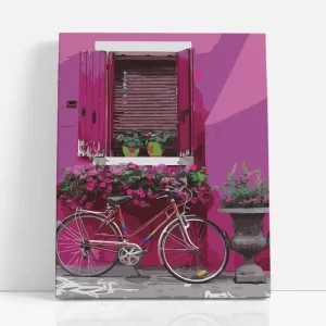 bicikli a virágoknál számfestő szemből