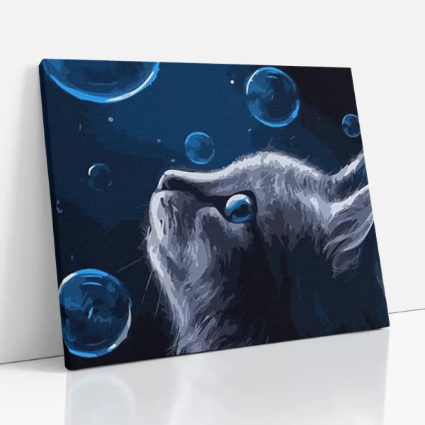 cica és buborékok számfestő oldalról