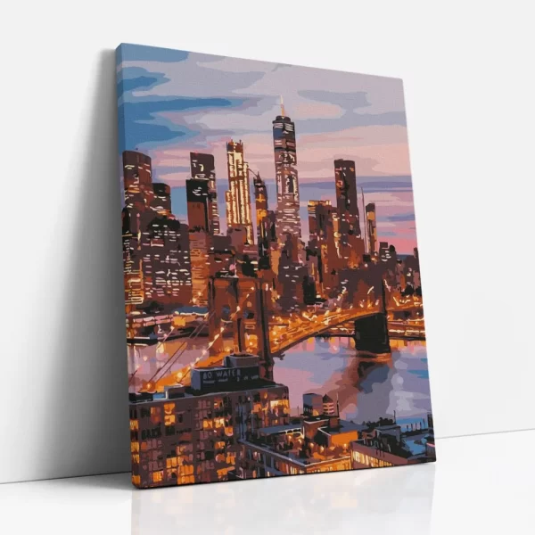 csillogó nagyváros számfestő oldalról