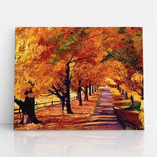 erdei sétány ősszel számfestő szemből