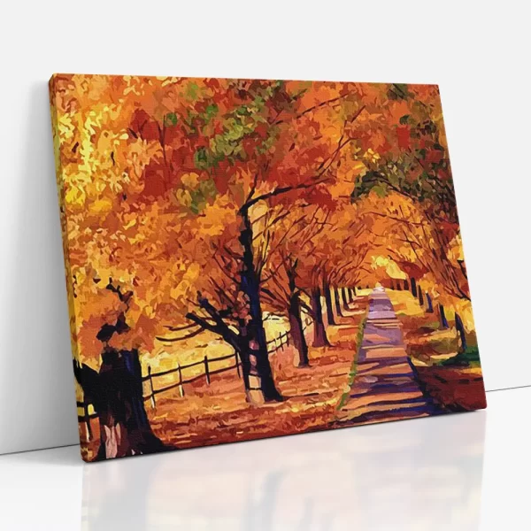 erdei sétány ősszel számfestő oldalról