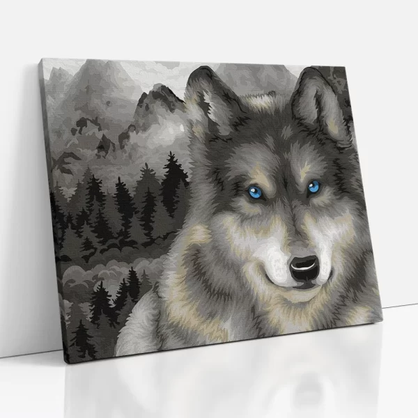 farkas kék szemekkel számfestő oldalról