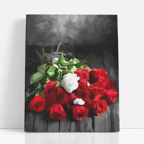 fehér rózsa számfestő szemből