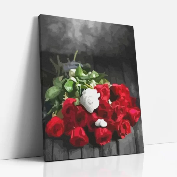 fehér rózsa számfestő oldalról