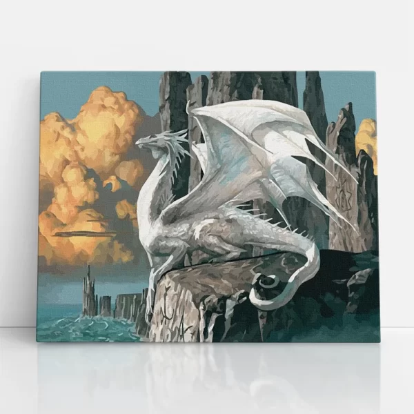 fehér sárkány számfestő szemből