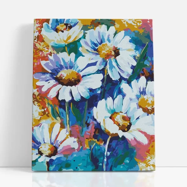 fehér virágok számfestő szemből