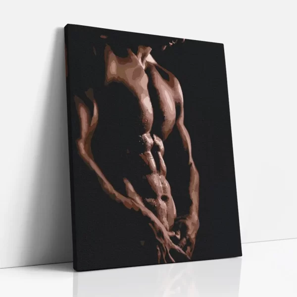 félmeztelen férfi számfestő oldalról