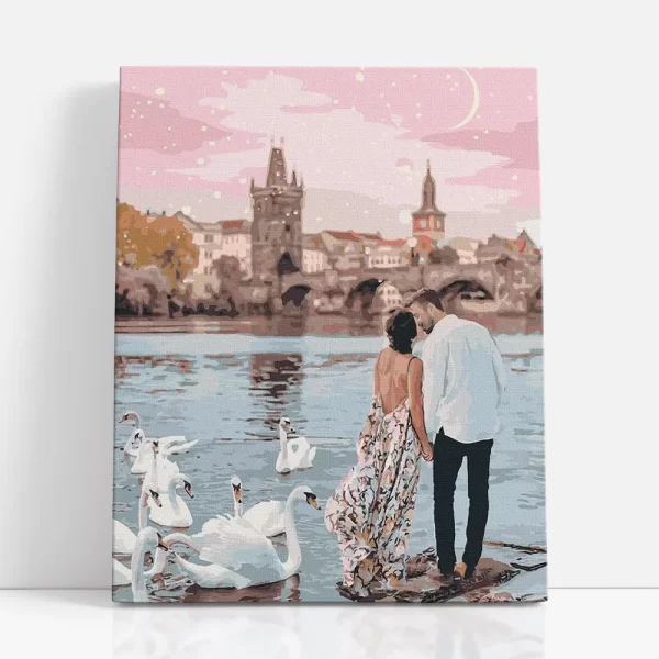 folyóparti romantika számfestő szemből