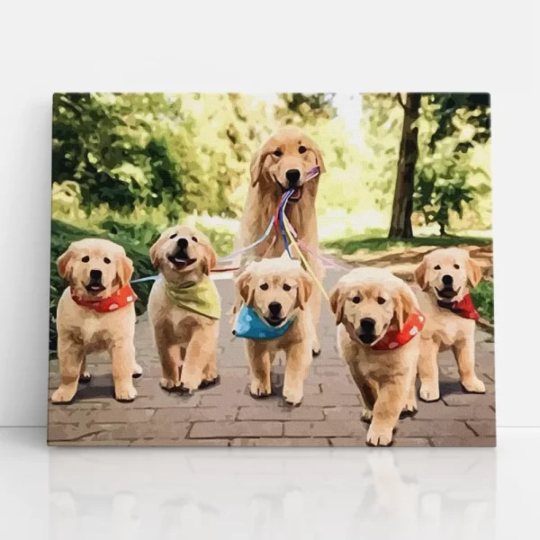 golden retriver család számfestő szemből