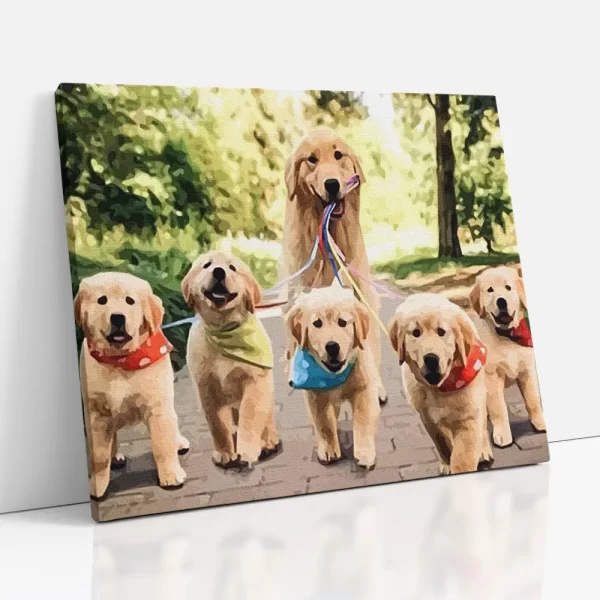 golden retriver család számfestő oldalról