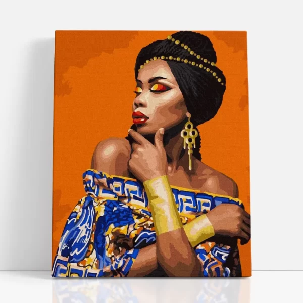 gyönyörű afrikai nő számfestő szemből