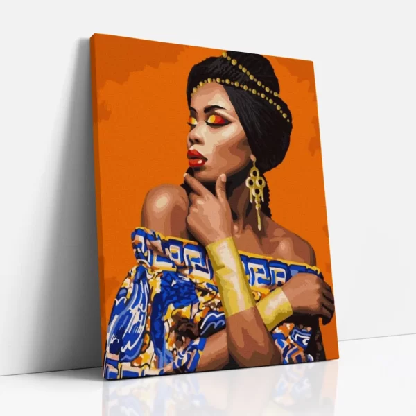 gyönyörű afrikai nő számfestő oldalról