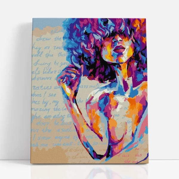 hippi lány számfestő szemből