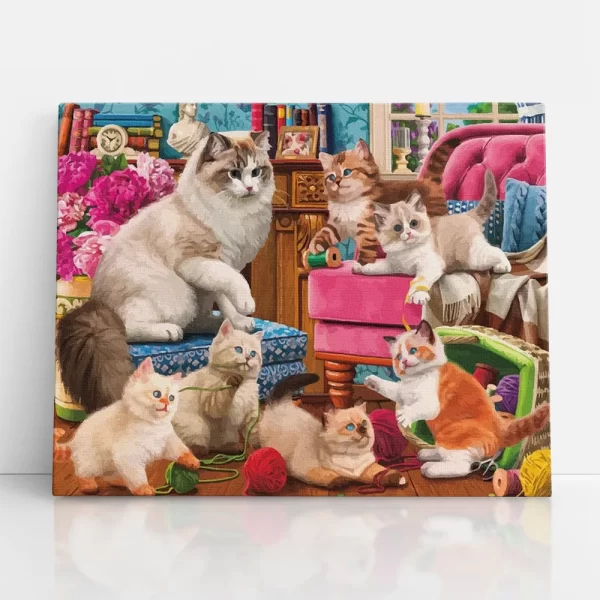 játékos cicák számfestő szemből