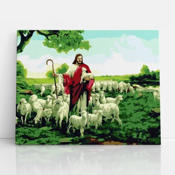 jézus bárányaival számfestő szemből