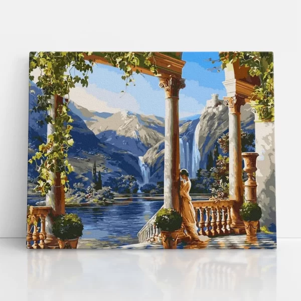 kastély a vízesésnél számfestő szemből