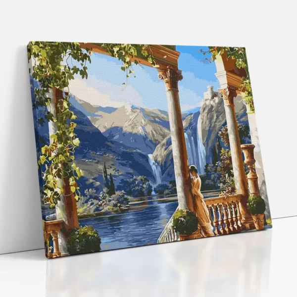 kastély a vízesésnél számfestő oldalról