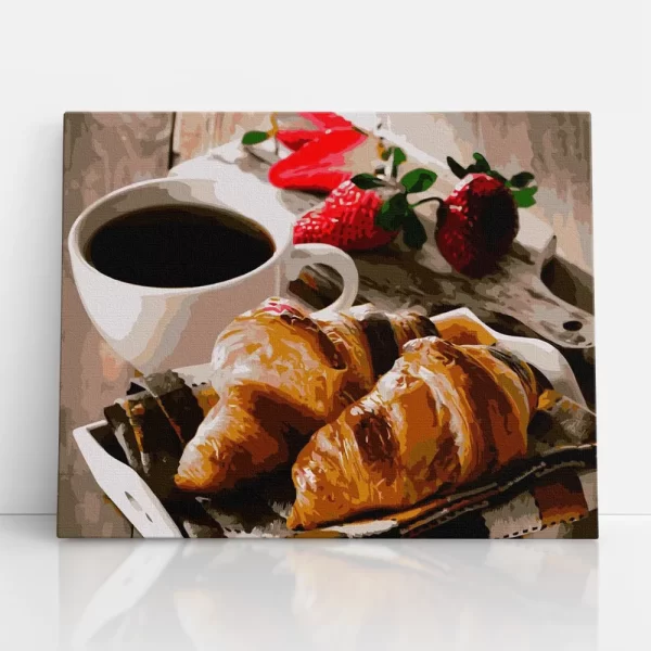 kávé és croissant számfestő szemből