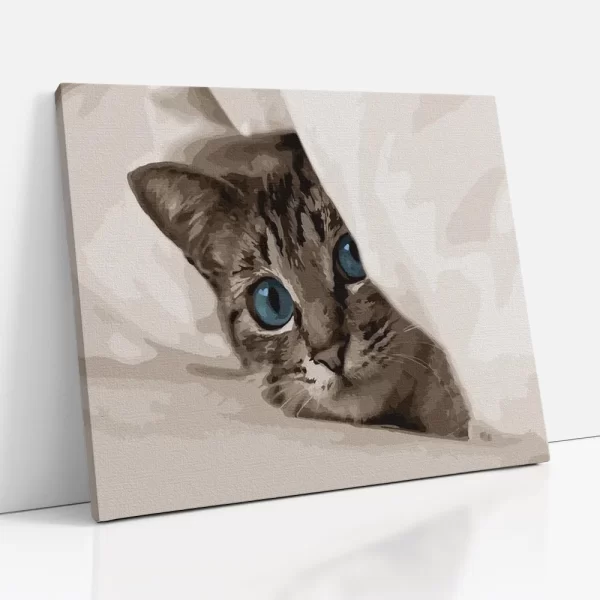 kiscica a takaró alatt számfestő oldalról