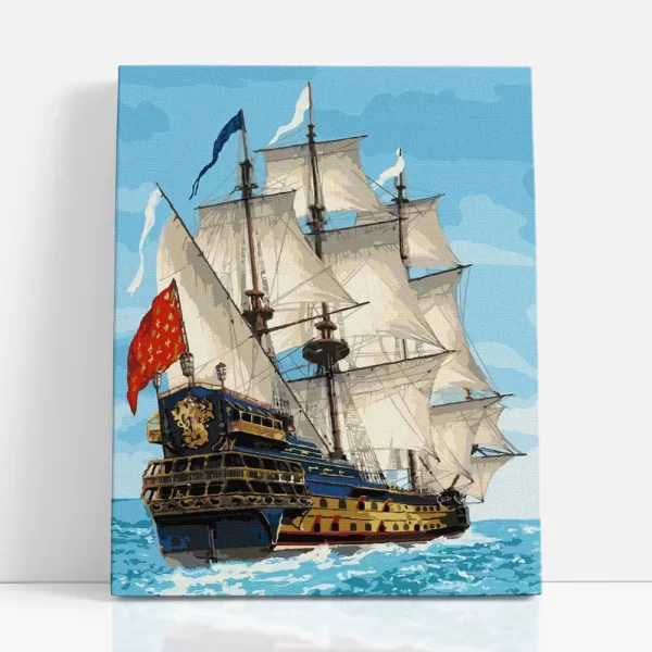 középkori hajó számfestő szemből