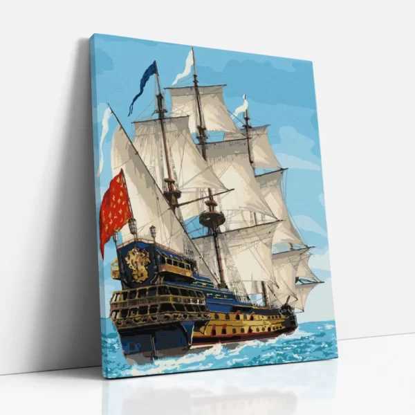 középkori hajó számfestő oldalról