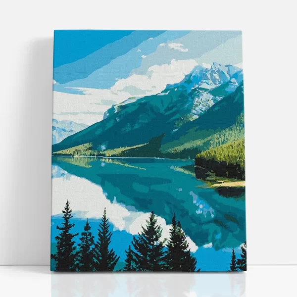 kristálytiszta tó a hegyekben számfestő szemből