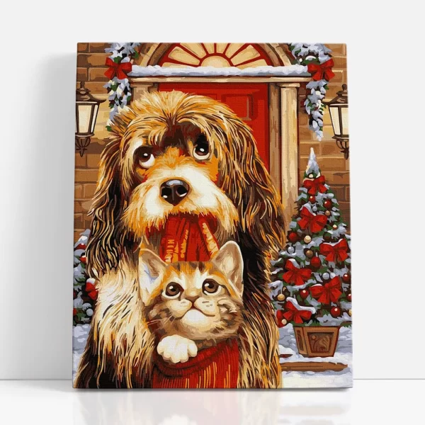 kutya cica barátság számfestő szemből