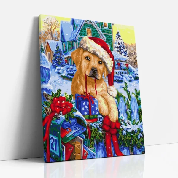 kutyás karácsony számfestő oldalról