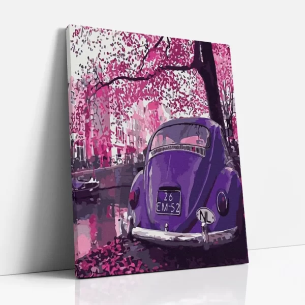 lila bogárhátú számfestő oldalról