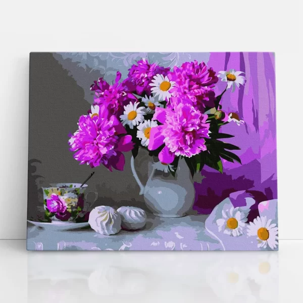 margaréta és pünkösdi rózsa számfestő szemből