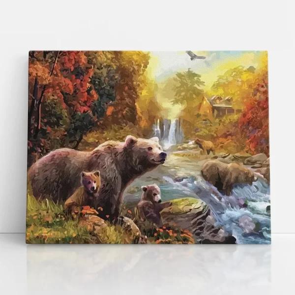 medvecsalád számfestő szemből