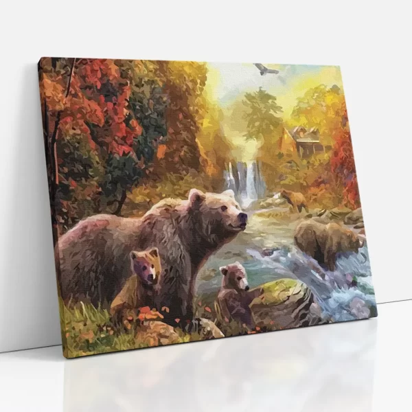 medvecsalád számfestő oldalról