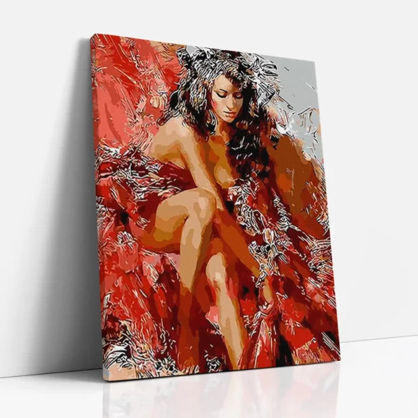 meztelen lány piros felhőben számfestő oldalról