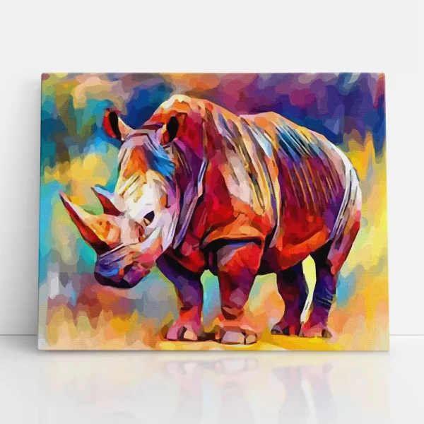 művészi orrszarvú számfestő szemből