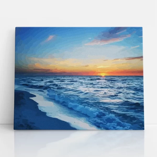 napfelkelte a tengerparton számfestő szemből