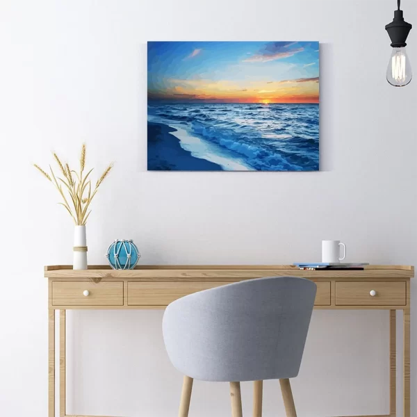 napfelkelte a tengerparton számfestő falon