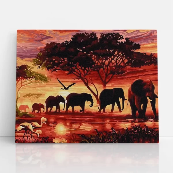 naplemente a szavannán számfestő szemből