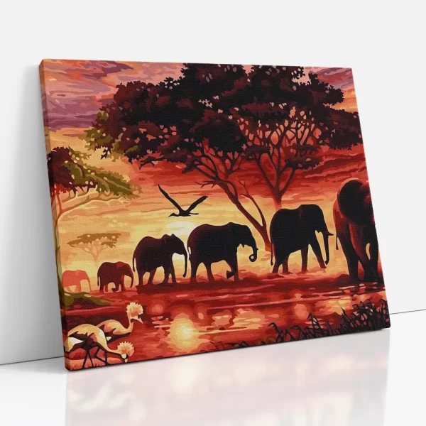 naplemente a szavannán számfestő oldalról