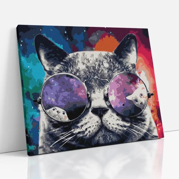 napszemüveges macska számfestő oldalról