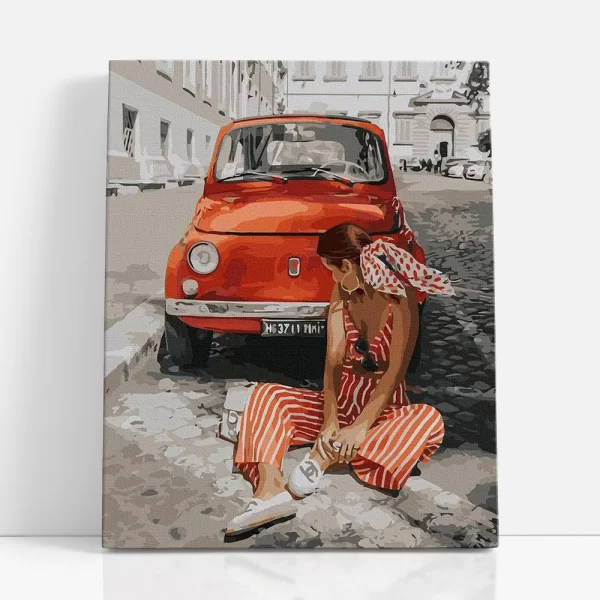 piros kispolszki számfestő szemből