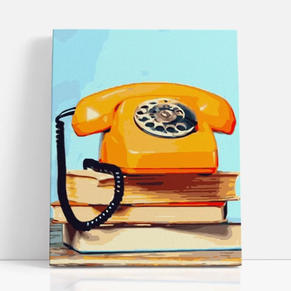 retro telefon számfestő szemből