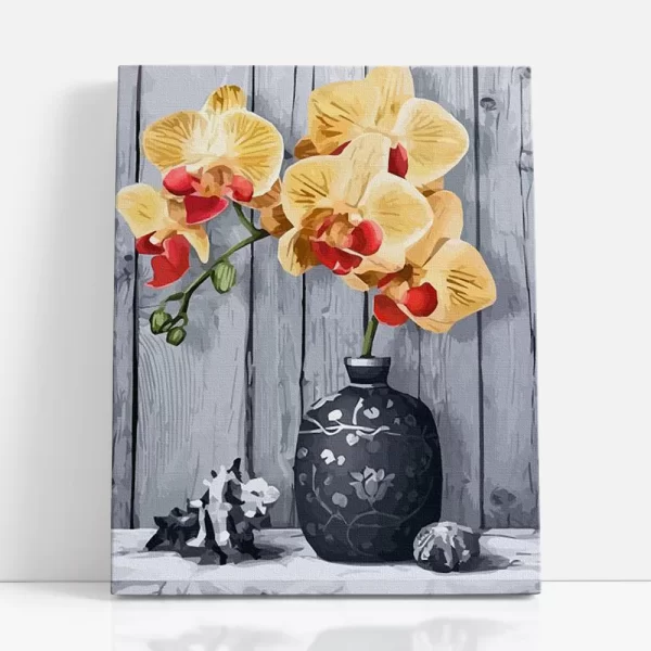 sárga orchidea számfestő szemből