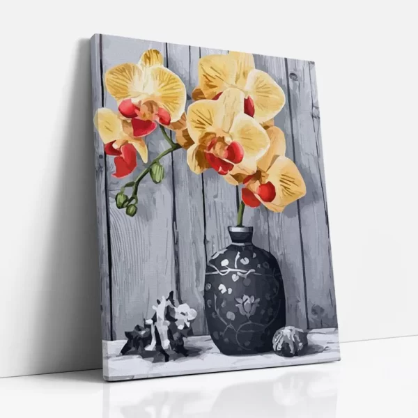 sárga orchidea számfestő oldalról