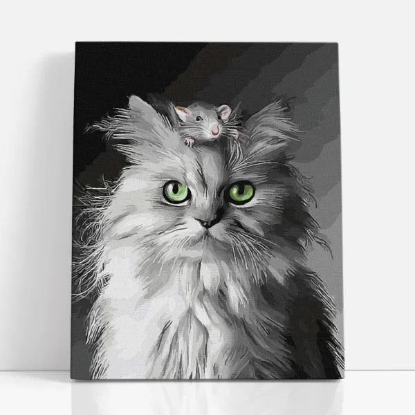 cica és az egér számfestő szemből