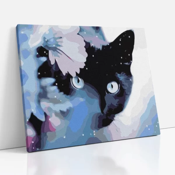 fekete cica tekintet számfestő oldalról