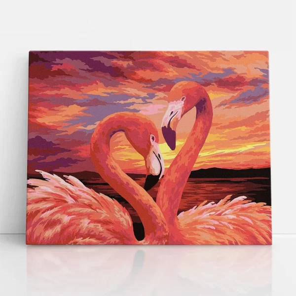 flamingo pár számfestő szemből