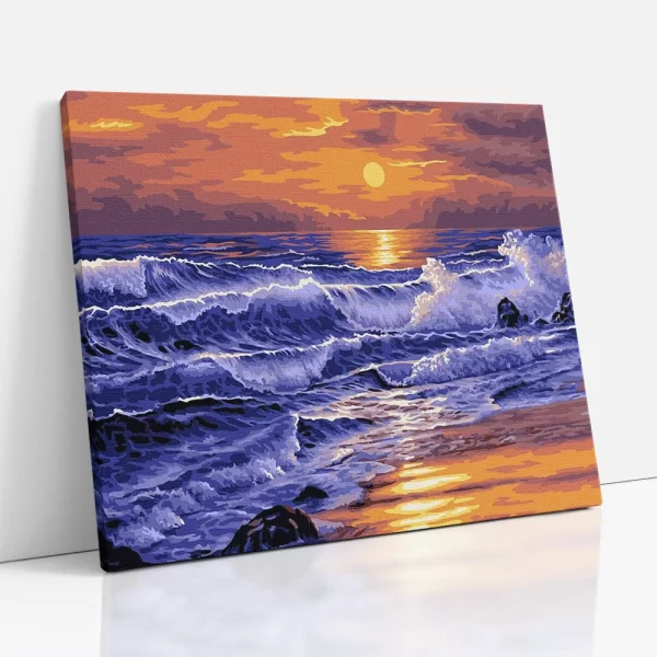 hullámok a naplementében számfestő oldalról